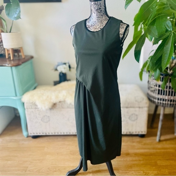 Elie Tahari Isolde Sleeveless Draped Dress in Camouflage Olive Green, Size XS - Picture 4 of 14